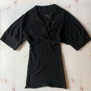 Black Ribbed heavy Knit Women's Tunic